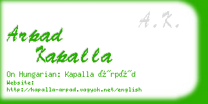 arpad kapalla business card